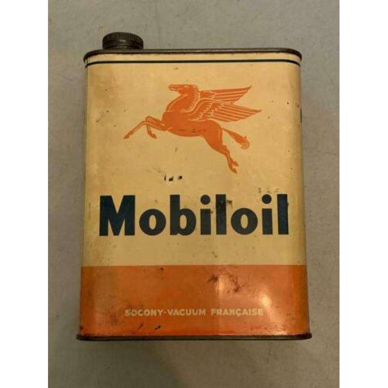 Mobiloil 2lt BB olieblik uit 1950 in prima staat