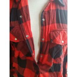 Zwart/rood geblokte blouse Anti Blue S