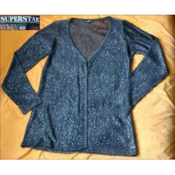 Antraciet SUPERSTAR vest met pailletten maat 40 zgan