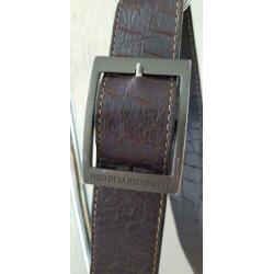 Fred de la Bretoniere schoudertas bruin leer vintage
