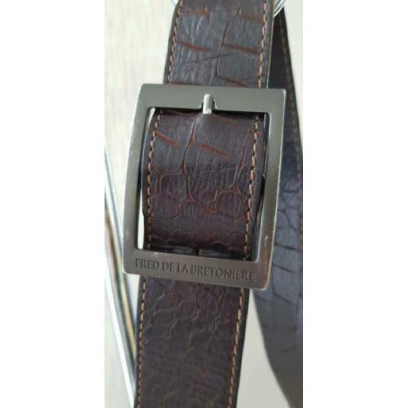 Fred de la Bretoniere schoudertas bruin leer vintage