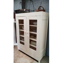 Vintage oude demontabele vitrinekast servieskast kast
