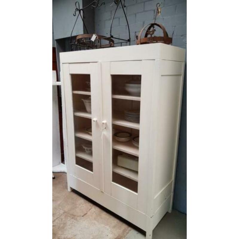 Vintage oude demontabele vitrinekast servieskast kast