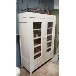 Vintage oude demontabele vitrinekast servieskast kast