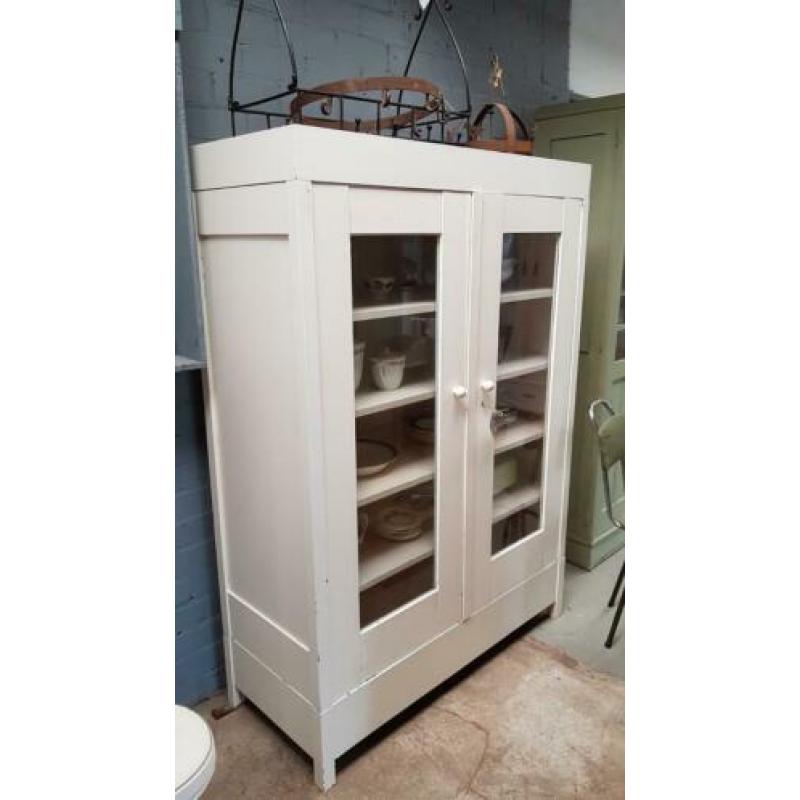 Vintage oude demontabele vitrinekast servieskast kast