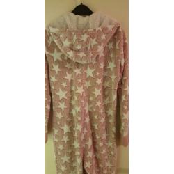 warme roze onesie / huispak met capuchon S 36/38