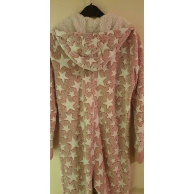 warme roze onesie / huispak met capuchon S 36/38