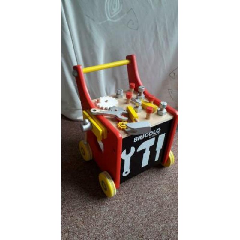 Houten loopkar werkbank