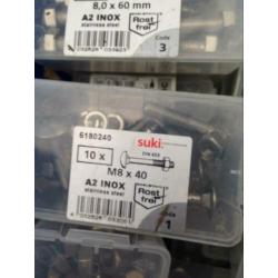 Compleet assortiment RvS bevestiging materiaal partij 350stk