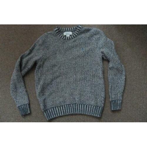 Heren/jongens trui donker blauw/wit gebreide trui Pinguin M