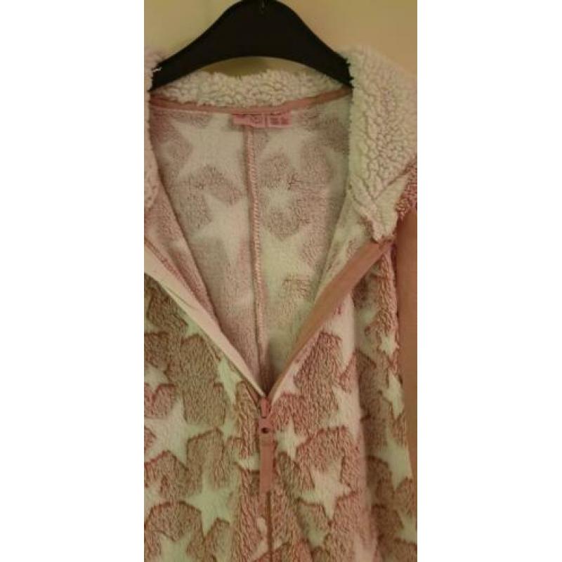 warme roze onesie / huispak met capuchon S 36/38