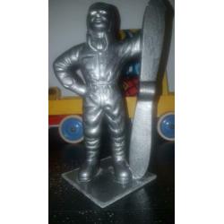 Beeld/buste van piloot met propeller vintage jaren 90