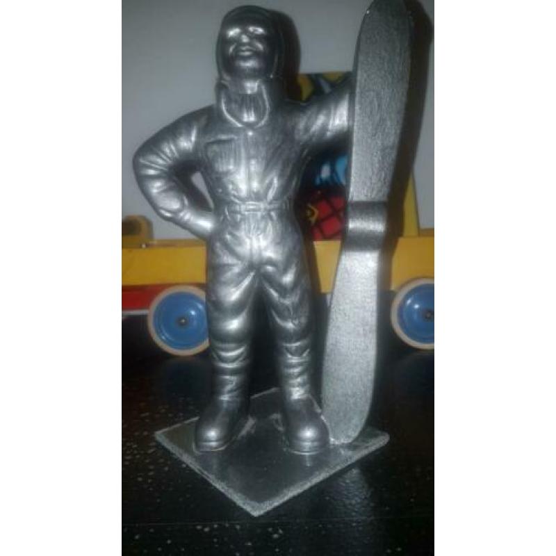 Beeld/buste van piloot met propeller vintage jaren 90