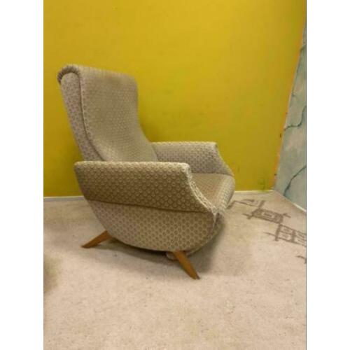 G_ fauteuil vintage stoel relaxstoel uitklapbare voetenbank