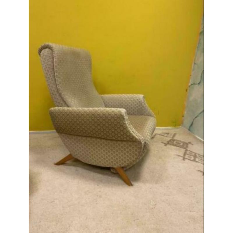 G_ fauteuil vintage stoel relaxstoel uitklapbare voetenbank