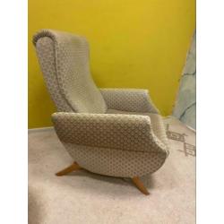 G_ fauteuil vintage stoel relaxstoel uitklapbare voetenbank