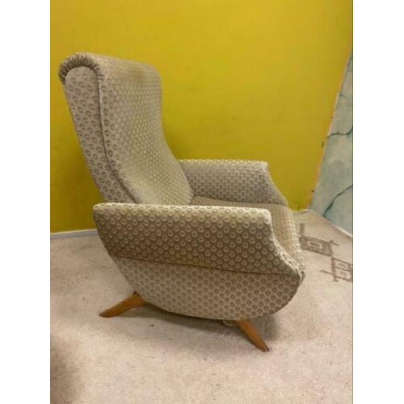G_ fauteuil vintage stoel relaxstoel uitklapbare voetenbank