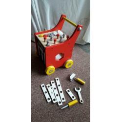 Houten loopkar werkbank