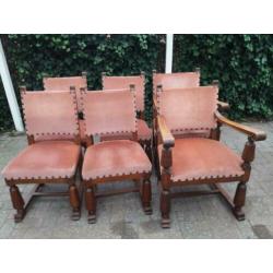 22 stoelen eiken stof mohair . stoelen