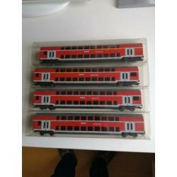 4 Marklin dubbeldeks DB regio rijtuigen