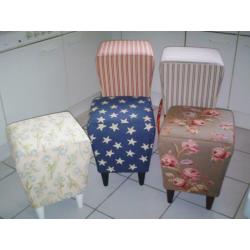 Footstool blauw/witte sterren - 550 blank gelakt - NIEUW !!