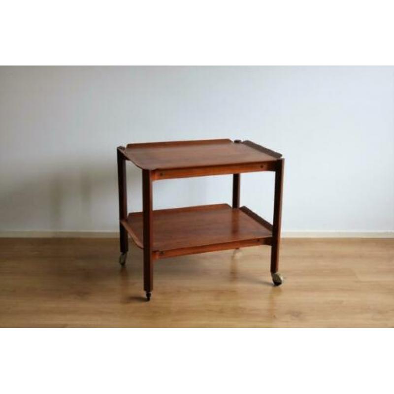 Vintage teak serveerwagen | trolley | sidetable | jaren 60