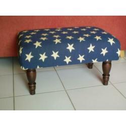 Footstool blauw/witte sterren - 550 blank gelakt - NIEUW !!