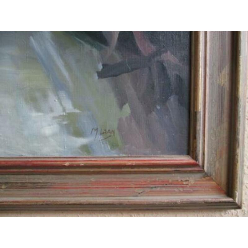 Sfeervol Figuratief Schilderij M.Laan -Wasvrouwen 80 x 60