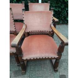 22 stoelen eiken stof mohair . stoelen