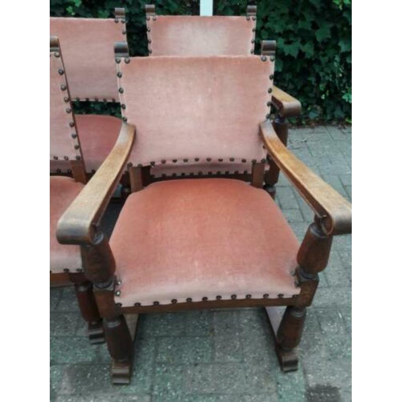 22 stoelen eiken stof mohair . stoelen