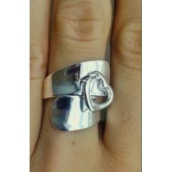 Fashion 925 zilveren ring met hartje - open