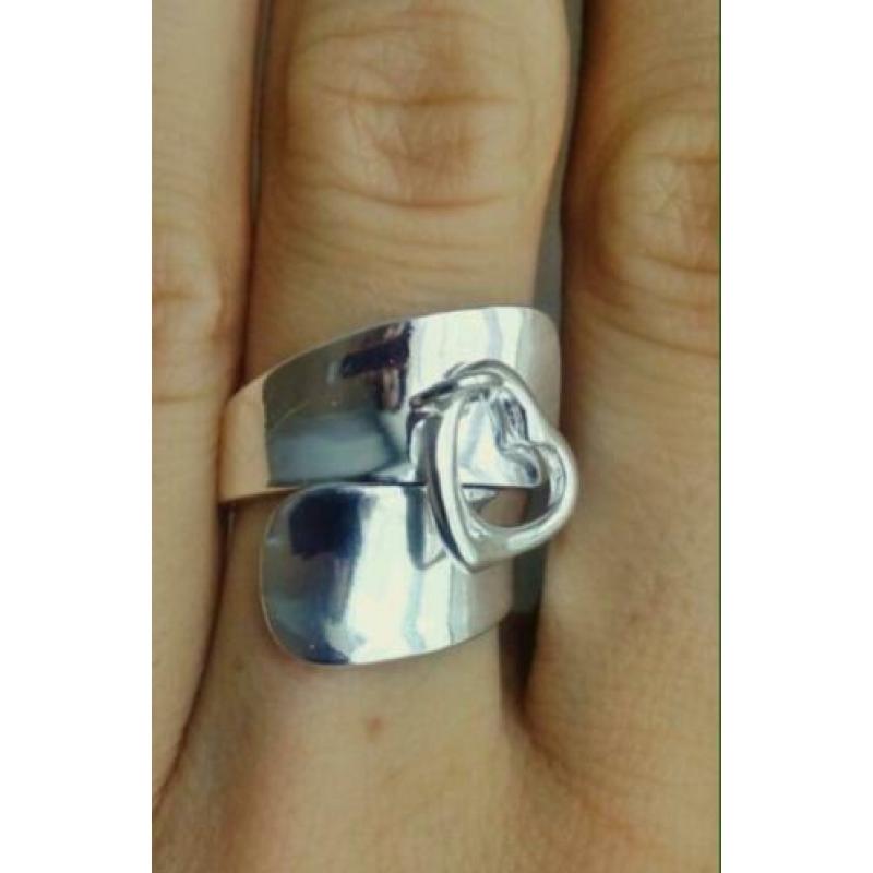 Fashion 925 zilveren ring met hartje - open