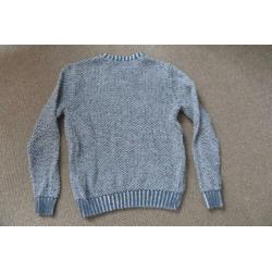 Heren/jongens trui donker blauw/wit gebreide trui Pinguin M