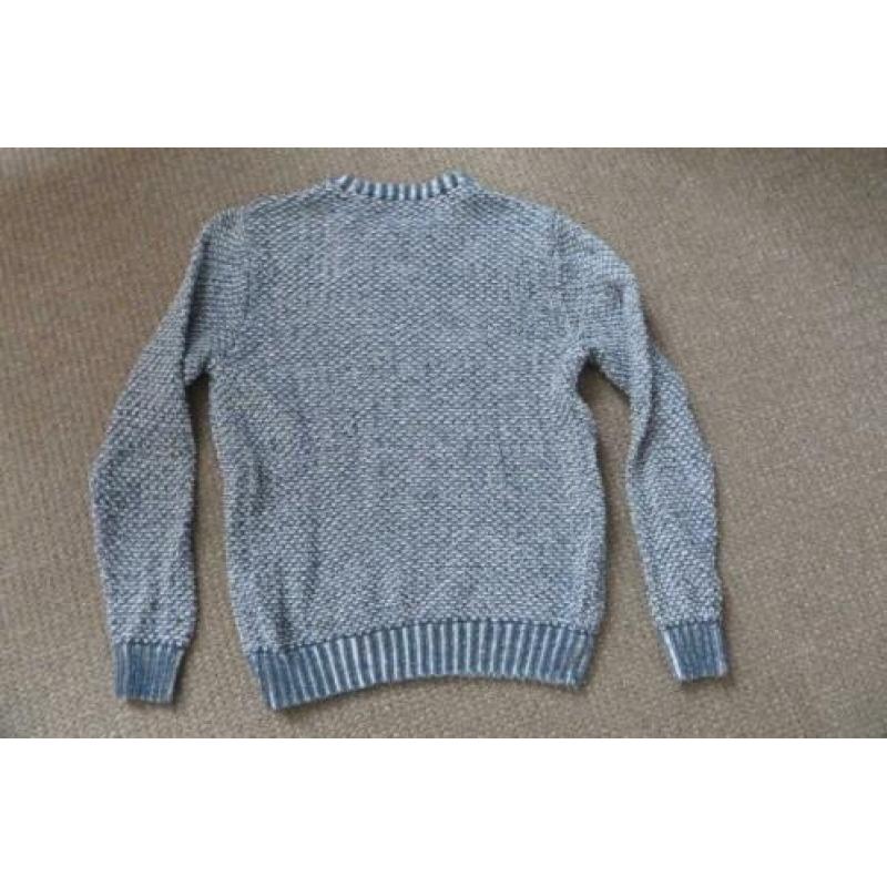 Heren/jongens trui donker blauw/wit gebreide trui Pinguin M