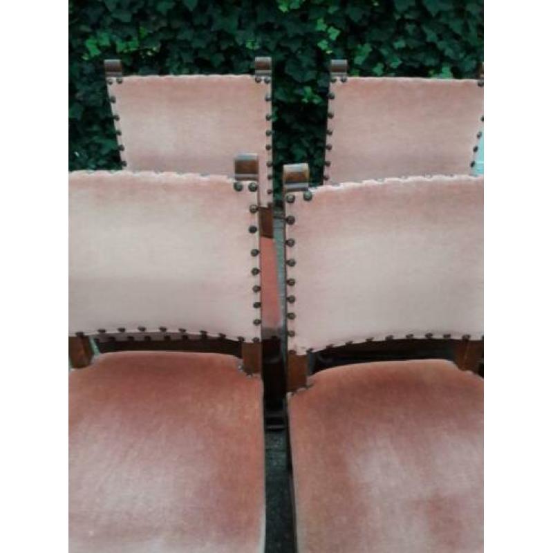 22 stoelen eiken stof mohair . stoelen