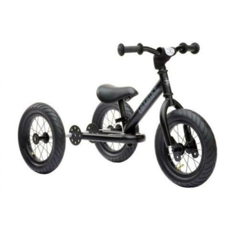 Stoere TryBike Zwart MAT Loopfiets Tweewieler gemonteerd