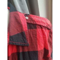 Zwart/rood geblokte blouse Anti Blue S