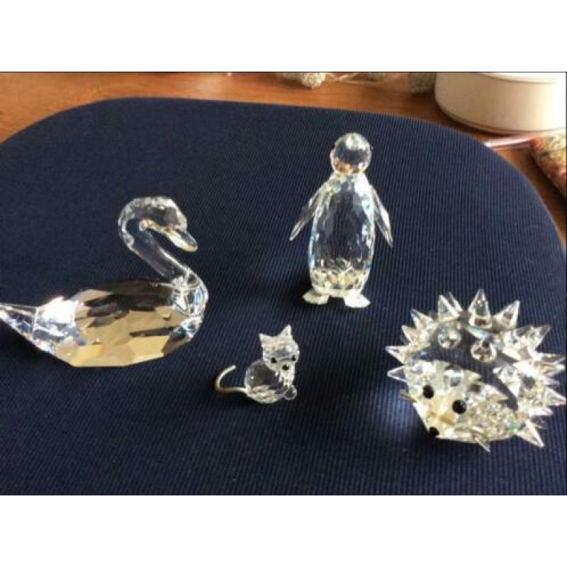 Swarovski kristalfiguurtjes pinguïn egel zwaan kat