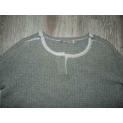 chique taupe wollen trui glitter randen Gustav maat L 40 42