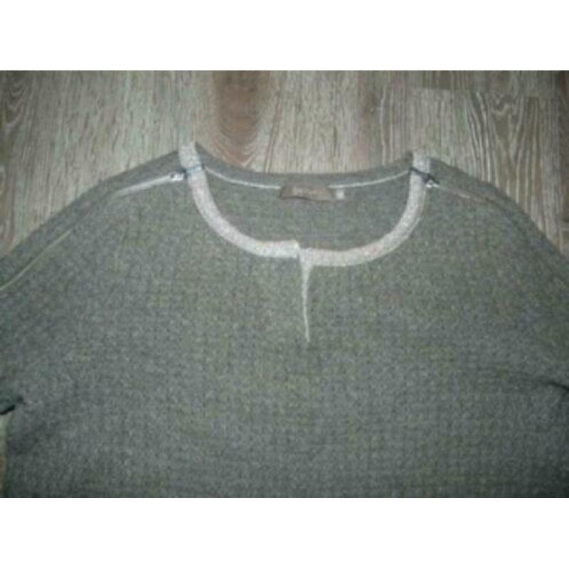 chique taupe wollen trui glitter randen Gustav maat L 40 42