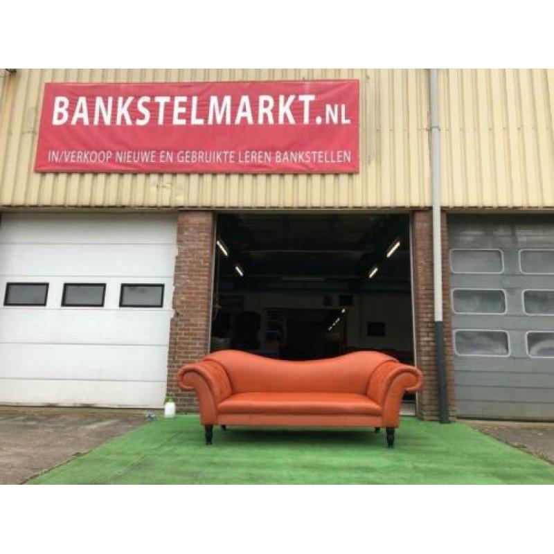 Royale oranje/bruin leren CHESTERFIELD lounge bank