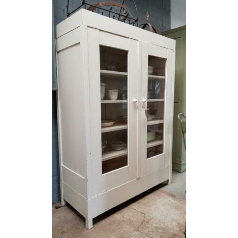 Vintage oude demontabele vitrinekast servieskast kast