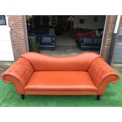 Royale oranje/bruin leren CHESTERFIELD lounge bank