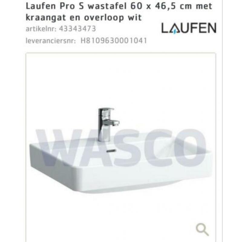 2x witte Laufen wasbakken met kraangaten
