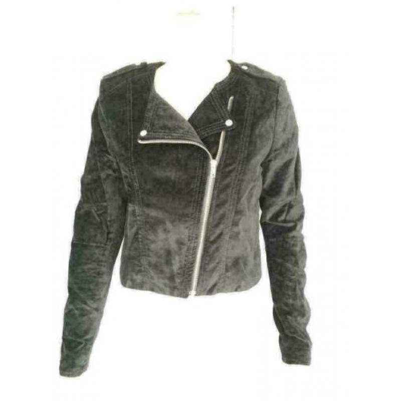 B1357: zwart fluwelen jasje jack bikerjasje blazer Maat S=36