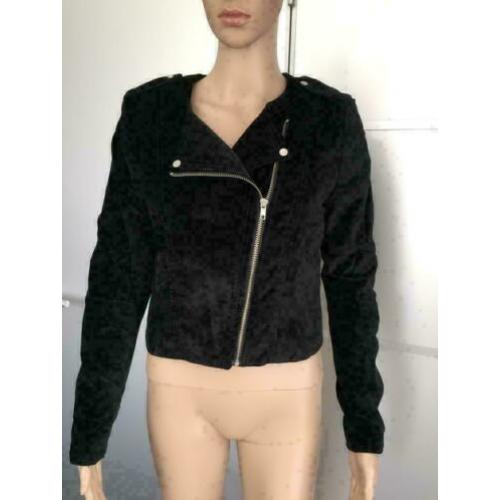 B1357: zwart fluwelen jasje jack bikerjasje blazer Maat S=36