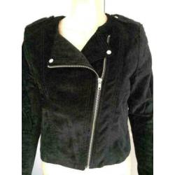 B1357: zwart fluwelen jasje jack bikerjasje blazer Maat S=36