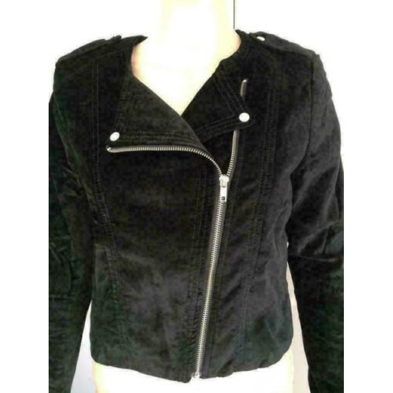 B1357: zwart fluwelen jasje jack bikerjasje blazer Maat S=36