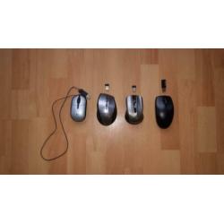 Muis opruiming! 3 x draadloze muis + 1 x bedraad (mini)