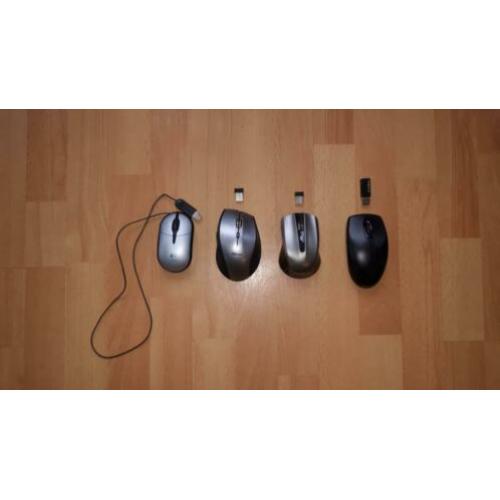Muis opruiming! 3 x draadloze muis + 1 x bedraad (mini)